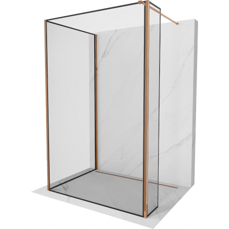 Mexen Kioto Duschwand Walk-in 110 x 70 x 30 cm, schwarzes Muster, roségold - 800-110-070-221-60-70-030