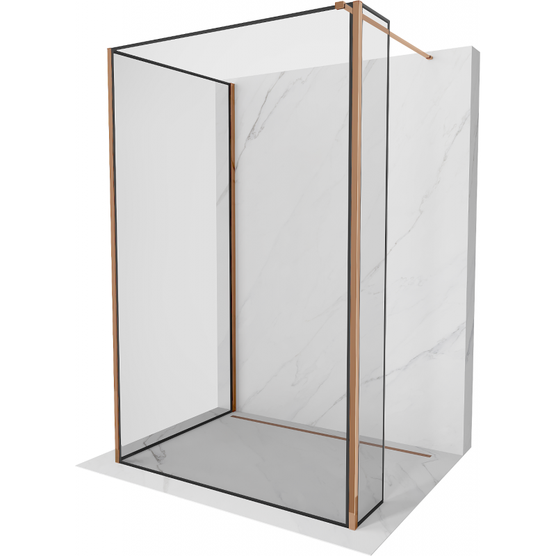 Mexen Kioto Duschwand Walk-in 140 x 70 x 30 cm, schwarzes Muster, roségold - 800-140-070-221-60-70-030