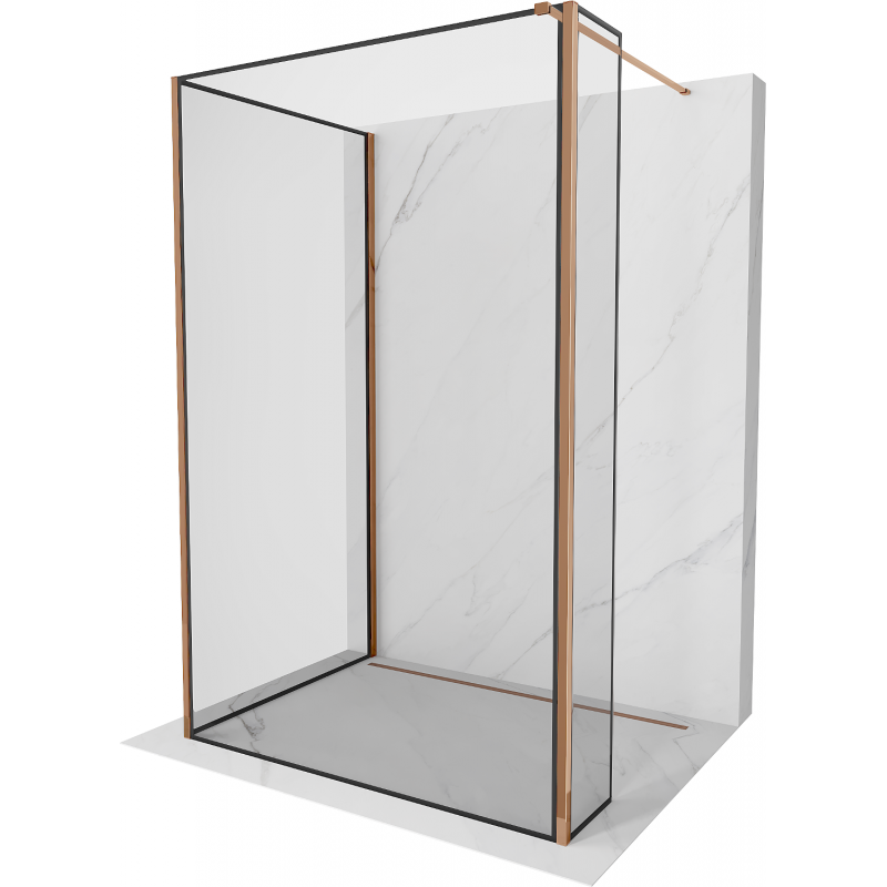 Mexen Kioto Duschwand Walk-in 90 x 70 x 30 cm, schwarzes Muster, rosegold - 800-090-070-221-60-70-030