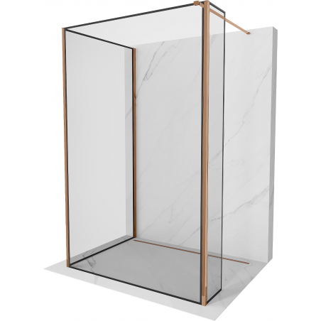 Mexen Kioto Duschwand Walk-in 90 x 90 x 30 cm, schwarzes Muster, roségold - 800-090-090-221-60-70-030