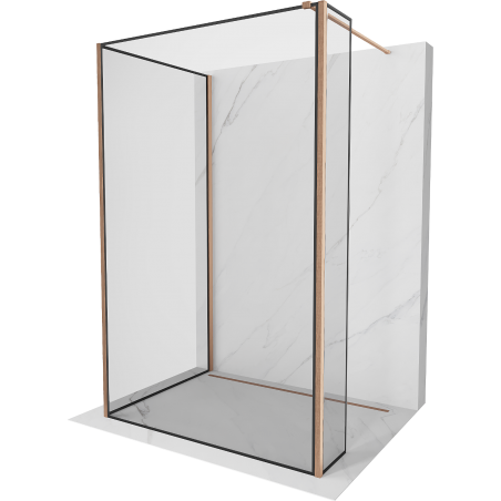 Mexen Kioto Walk-in-Dusche 110 x 90 x 40 cm, schwarzes Muster, gebürstetes Messing - 800-110-090-221-65-70-040