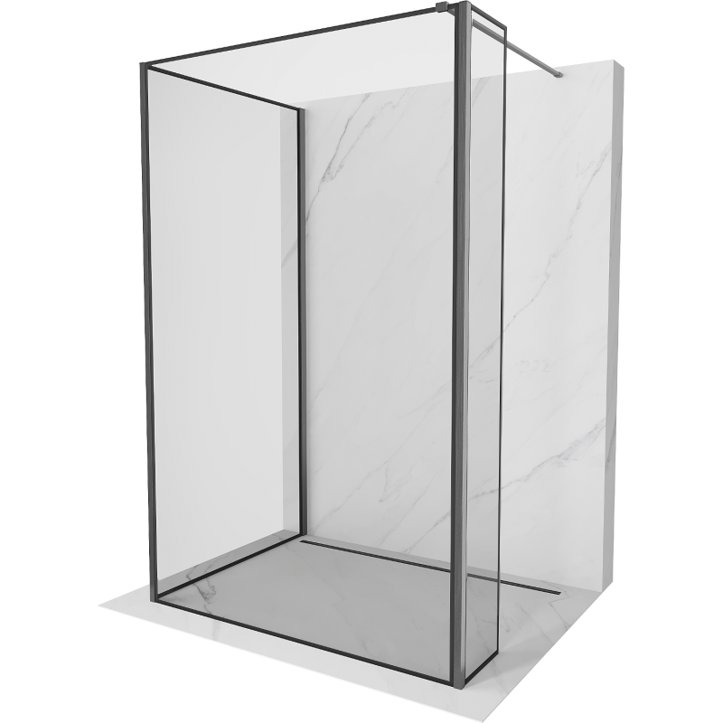 Mexen Kioto Duschelement Walk-in 120 x 100 x 30 cm, schwarzes Muster, gebürstetes Gun Gray