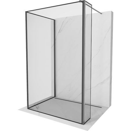 Mexen Kioto Duschelement Walk-in 120 x 100 x 30 cm, schwarzes Muster, gebürstetes Gun Gray