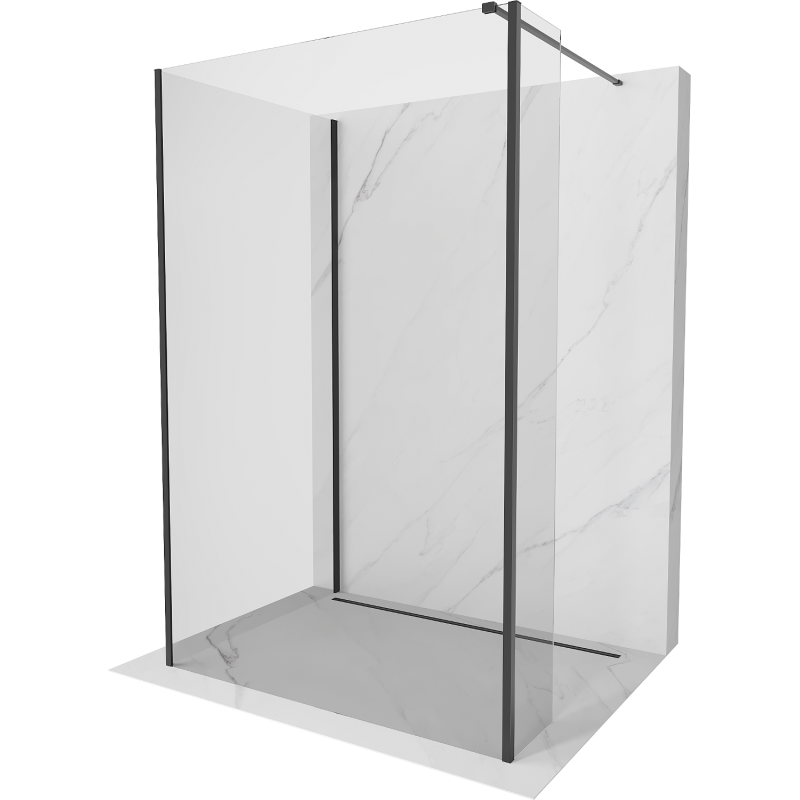 Mexen Kioto Walk-in Duschwand 120 x 70 x 30 cm, transparent, schwarz - 800-120-070-221-70-00-030