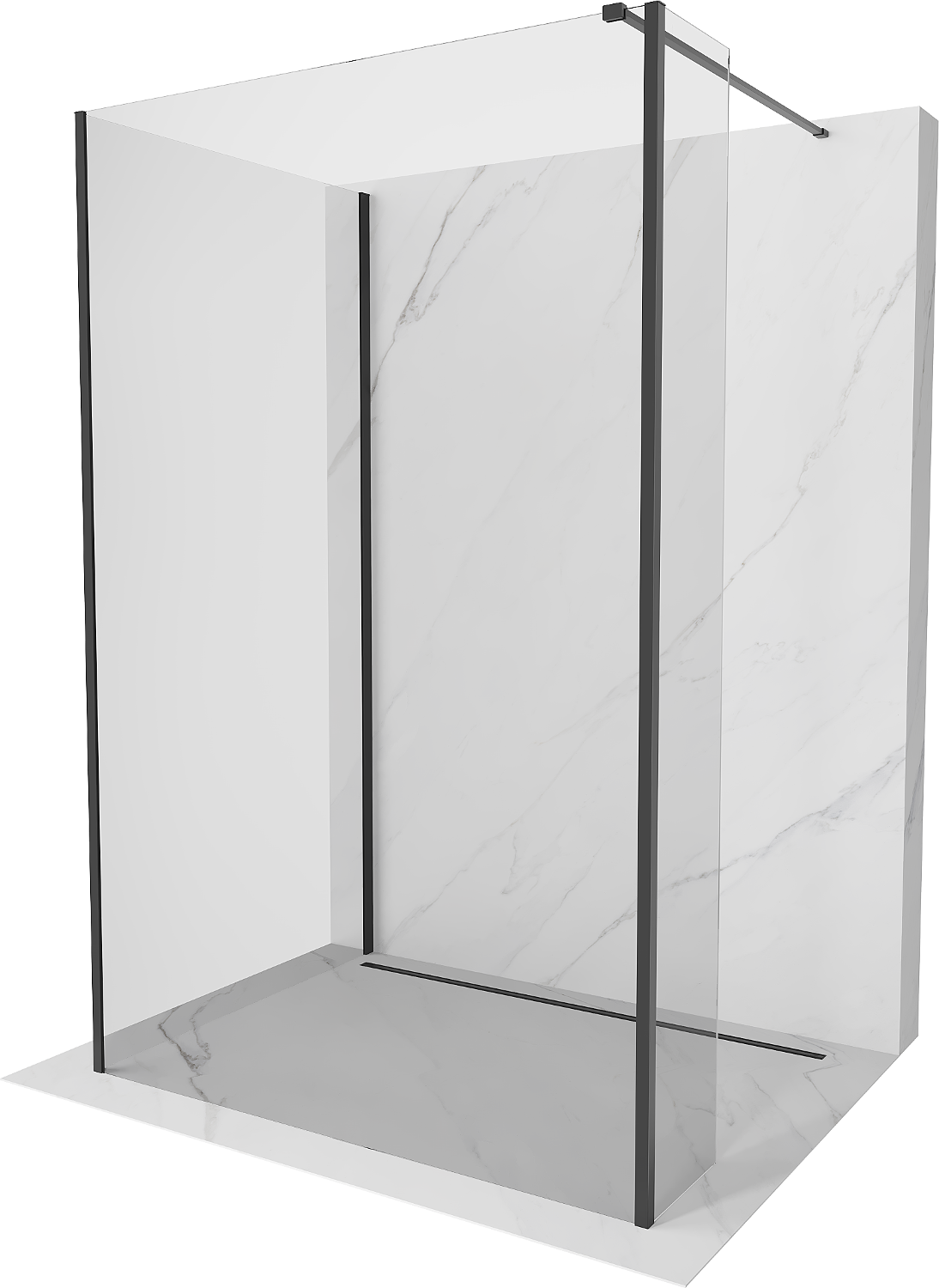 Mexen Kioto Walk-in Duschwand 120 x 70 x 30 cm, transparent, schwarz - 800-120-070-221-70-00-030