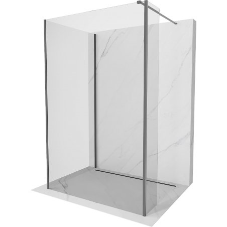 Mexen Kioto Duschwand Walk-in 125 x 70 x 30 cm, transparent, gun metal - 800-125-070-221-95-00-030