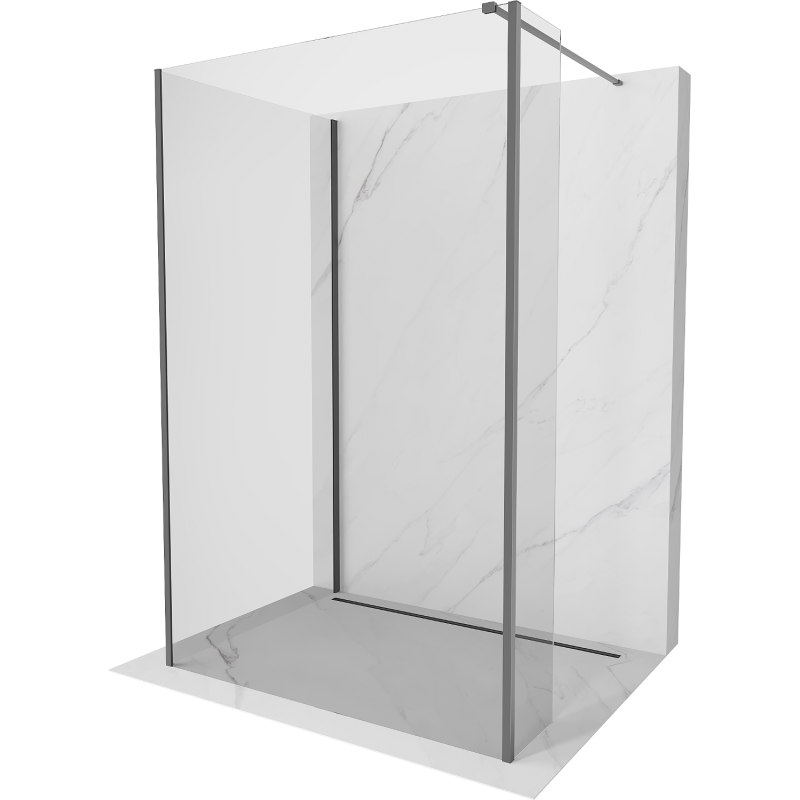 Mexen Kioto Walk-in Duschwand 110 x 75 x 30 cm, transparent, gun metal - 800-110-075-221-95-00-030