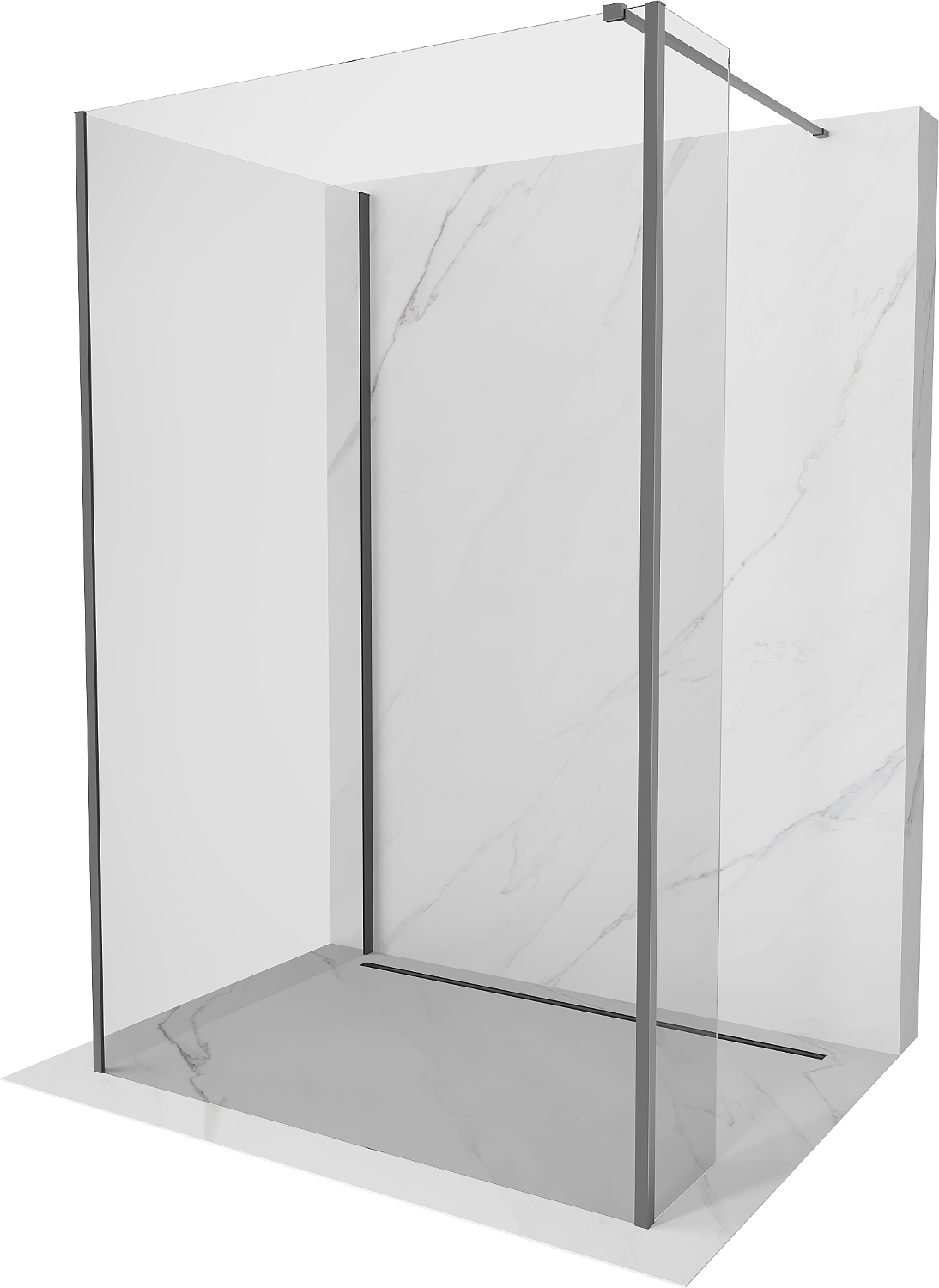 Mexen Kioto Duschwand Walk-in 120 x 75 x 30 cm, transparent, gun metal - 800-120-075-221-95-00-030