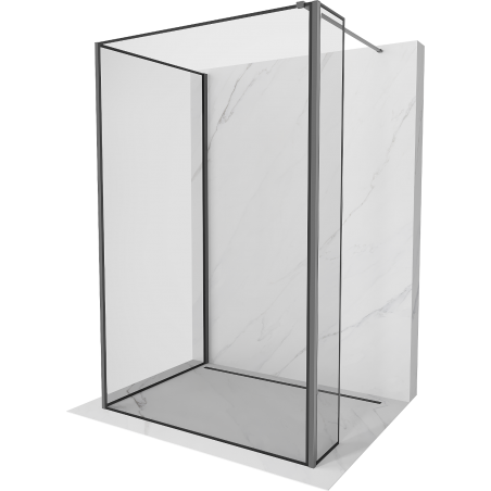 Mexen Kioto Walk-in-Dusche 100 x 100 x 30 cm, schwarzes Muster, Gun Metal - 800-100-100-221-95-70-030