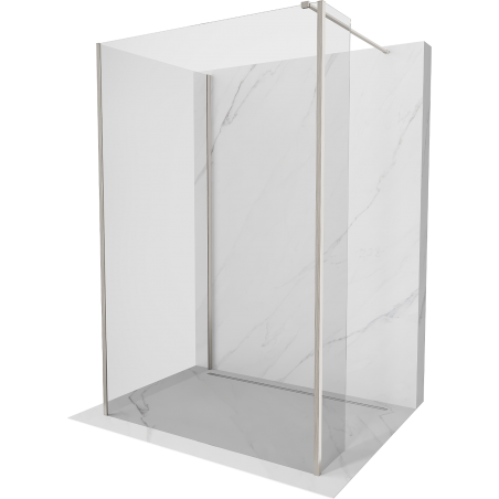 Mexen Kioto Duschwand Walk-in 100 x 70 x 30 cm, transparent, gebürstetes Nickel - 800-100-070-221-97-00-030