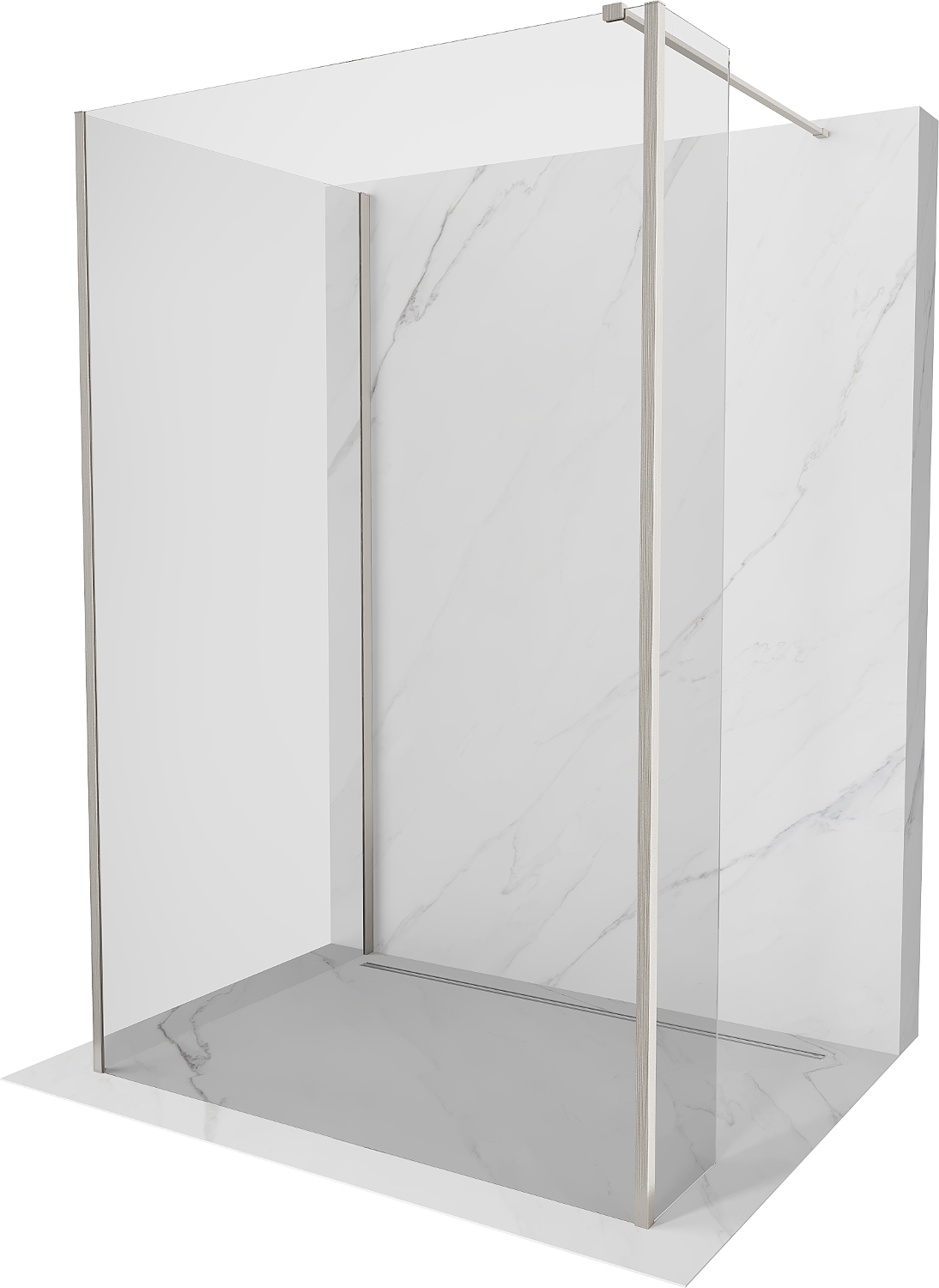 Mexen Kioto Duschwand Walk-in 120 x 70 x 30 cm, transparent, gebürsteter Nickel - 800-120-070-221-97-00-030