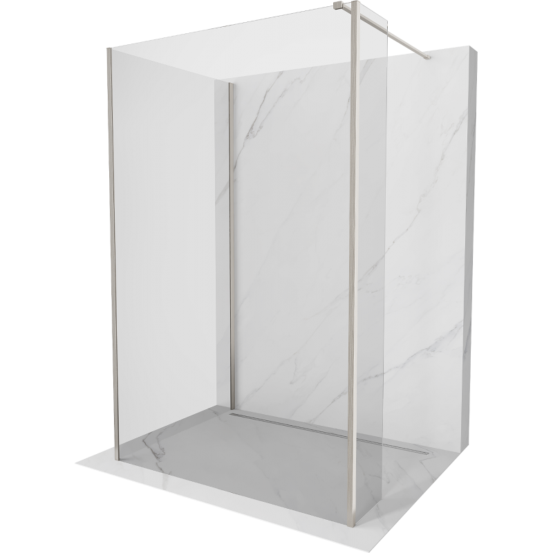 Mexen Kioto Walk-in-Duschwand 130 x 70 x 30 cm, transparent, gebürstetes Nickel - 800-130-070-221-97-00-030