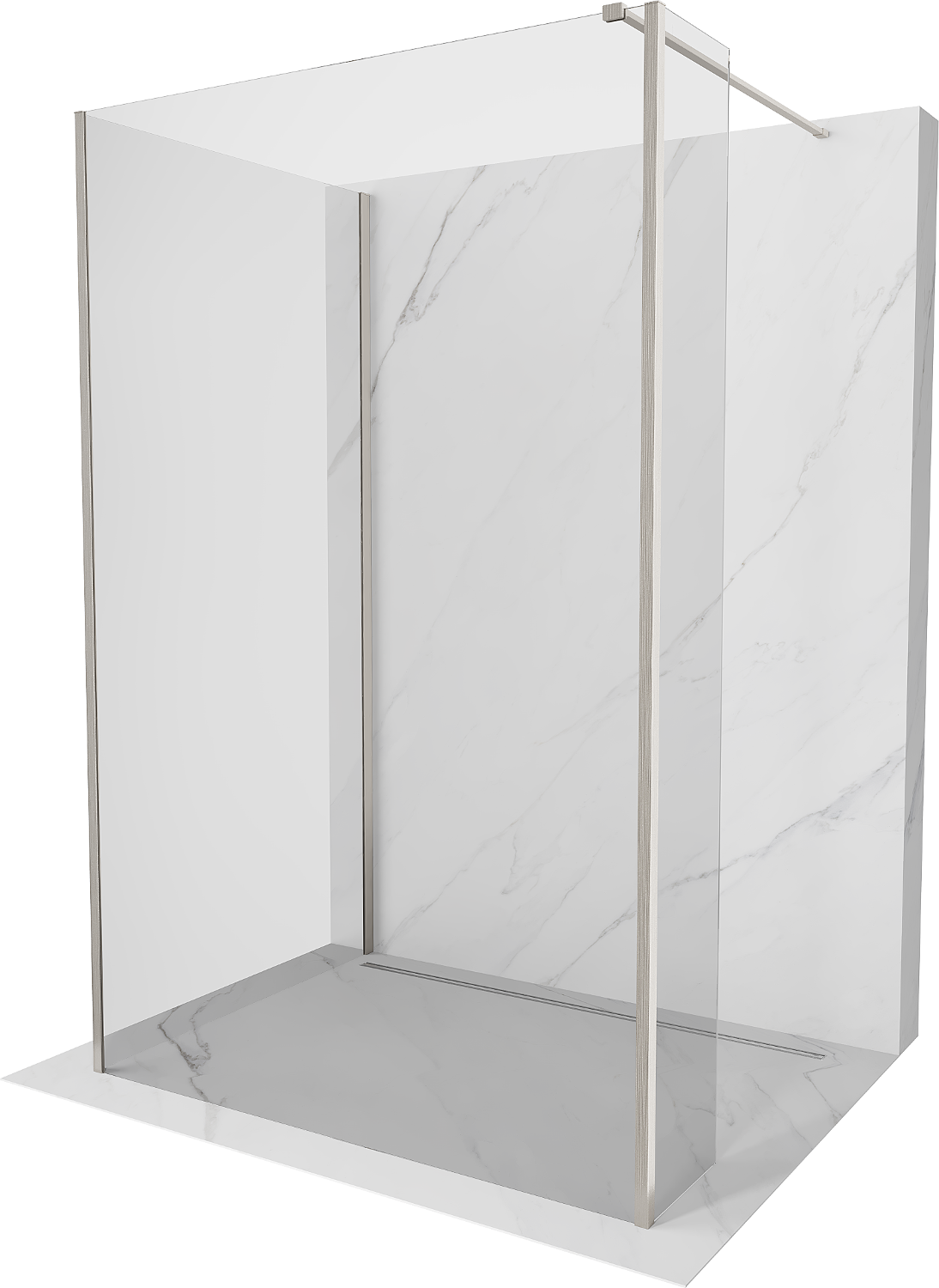 Mexen Kioto Walk-in-Duschwand 130 x 70 x 30 cm, transparent, gebürstetes Nickel - 800-130-070-221-97-00-030