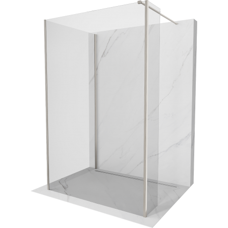 Mexen Kioto Duschwand Walk-in 100 x 80 x 30 cm, transparent, gebürstetes Nickel - 800-100-080-221-97-00-030