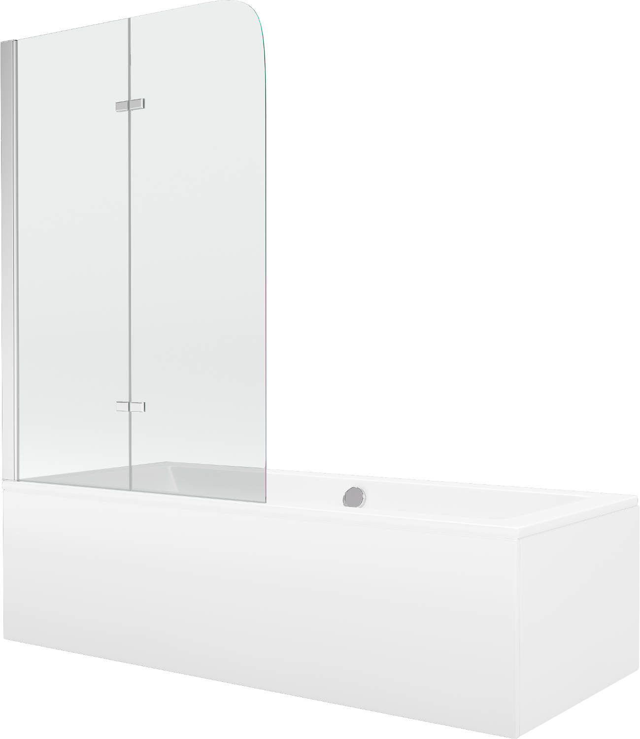 Mexen Cube Rechteckbadewanne 170 x 80 cm mit Verkleidung und 2-flügeliger Blende 100 cm, Transparent, Chrom - 550517080X90100201