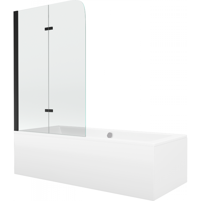 Mexen Cube Rechteckbadewanne 170 x 80 cm mit Verkleidung und 2-flügeliger Blende 100 cm, Transparent, Schwarz - 550517080X901002