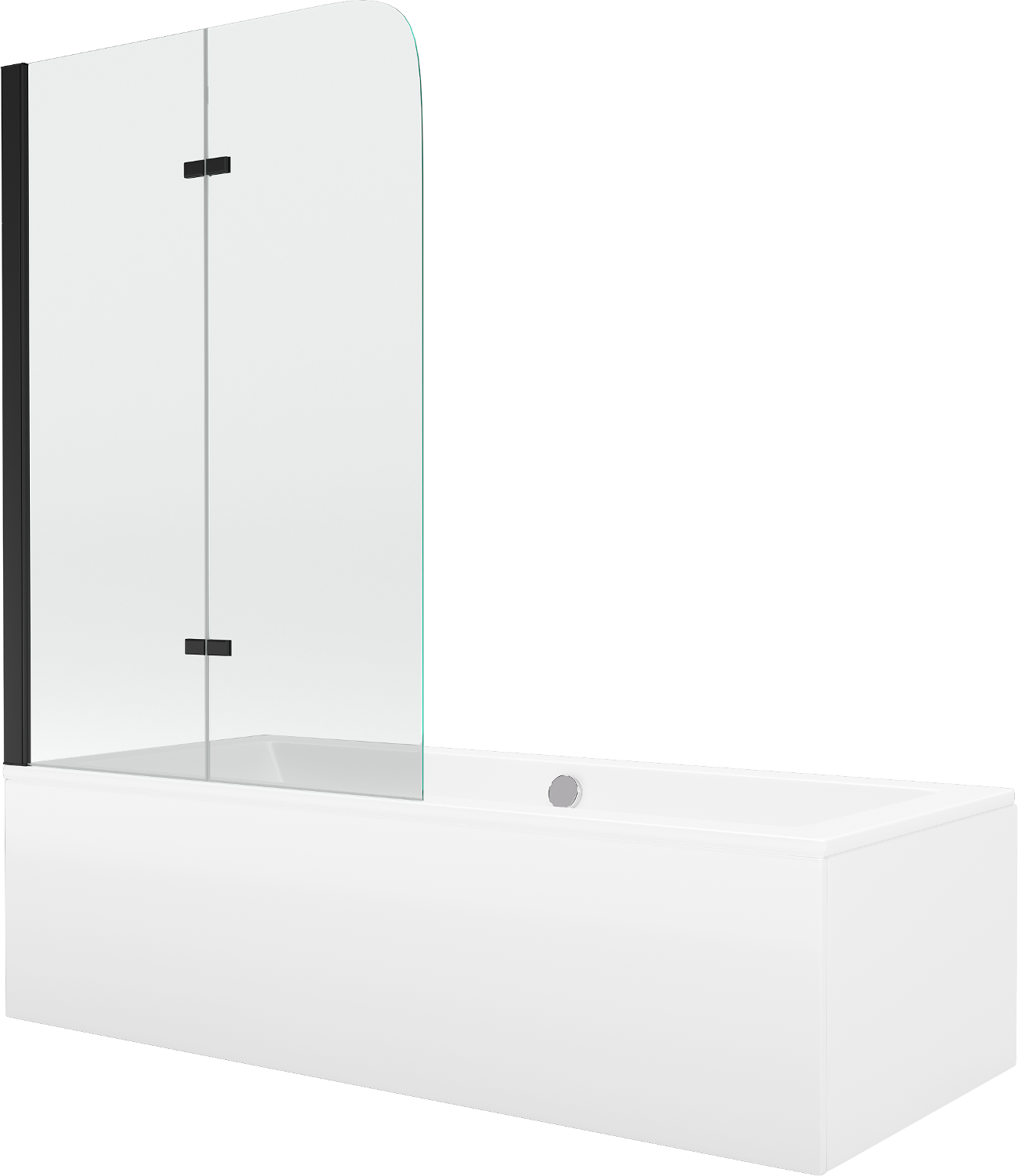 Mexen Cube Rechteckbadewanne 170 x 80 cm mit Verkleidung und 2-flügeliger Blende 100 cm, Transparent, Schwarz - 550517080X901002