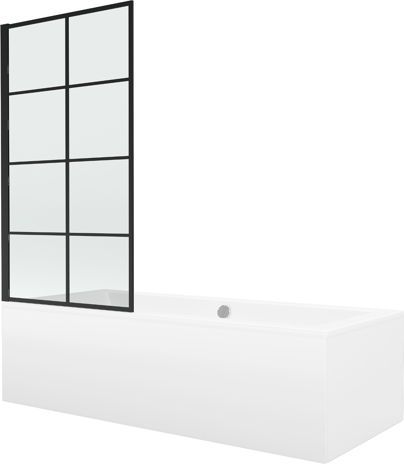 Mexen Cube Rechteckbadewanne 170 x 80 cm mit Verkleidung und 1-flügliger Duschabtrennung 80 cm, Schwarzes Design - 550517080X930