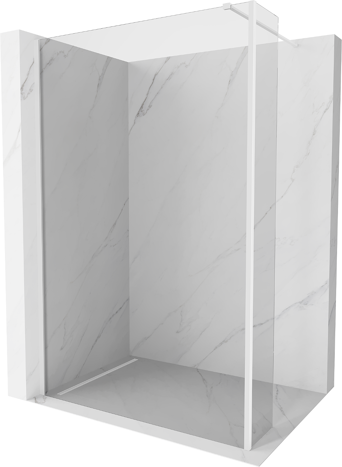 Mexen Kioto Duschwand Walk-in 130 x 30 cm, transparent, weiß - 800-130-212-20-00-030