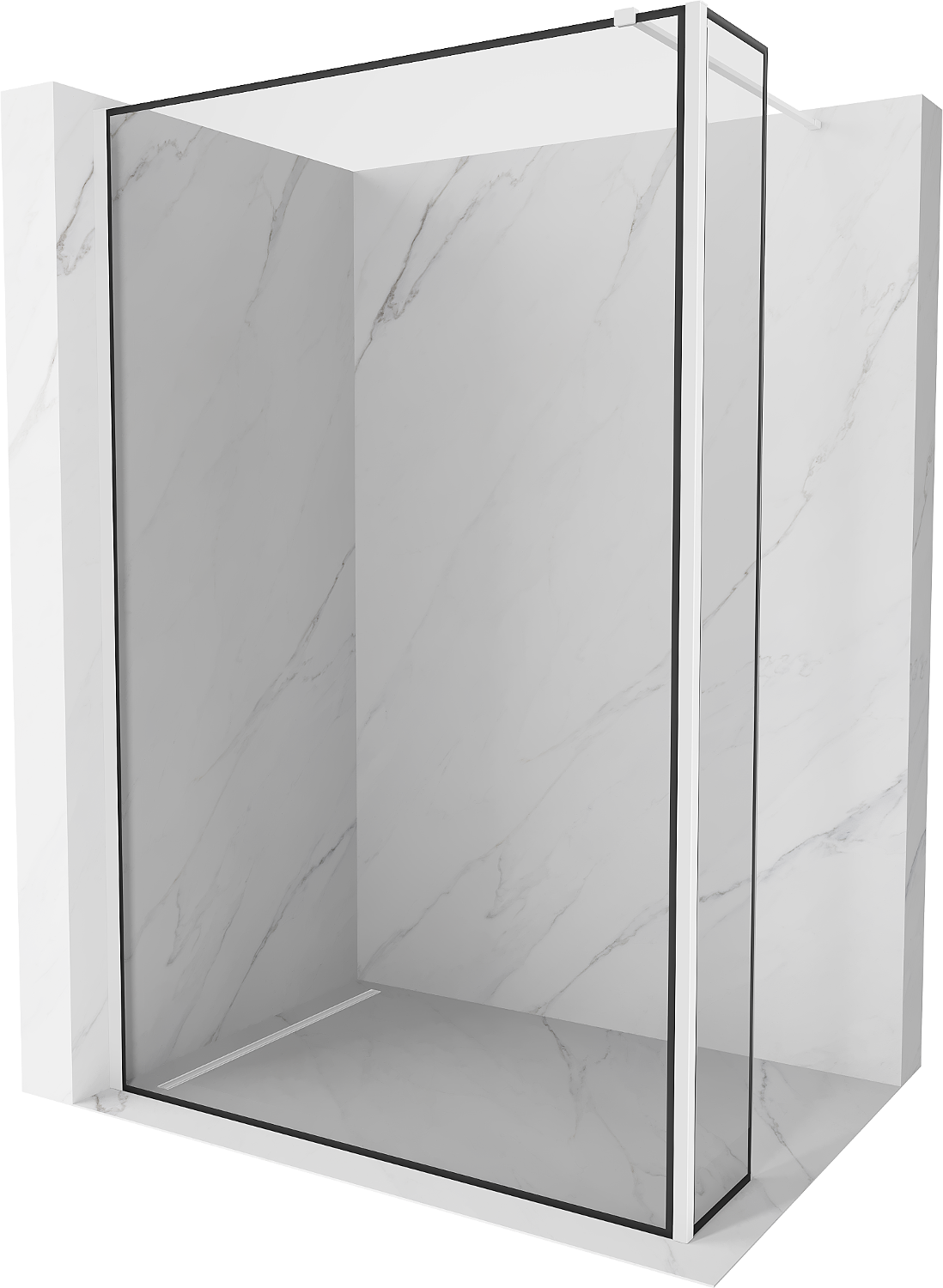 Mexen Kioto Walk-in Dusche Wand 150 x 40 cm, schwarzes Muster, weiß - 800-150-212-20-70-040