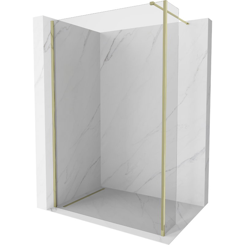 Mexen Kioto Duschwand Walk-in 100 x 30 cm, transparent, gold - 800-100-212-50-00-030