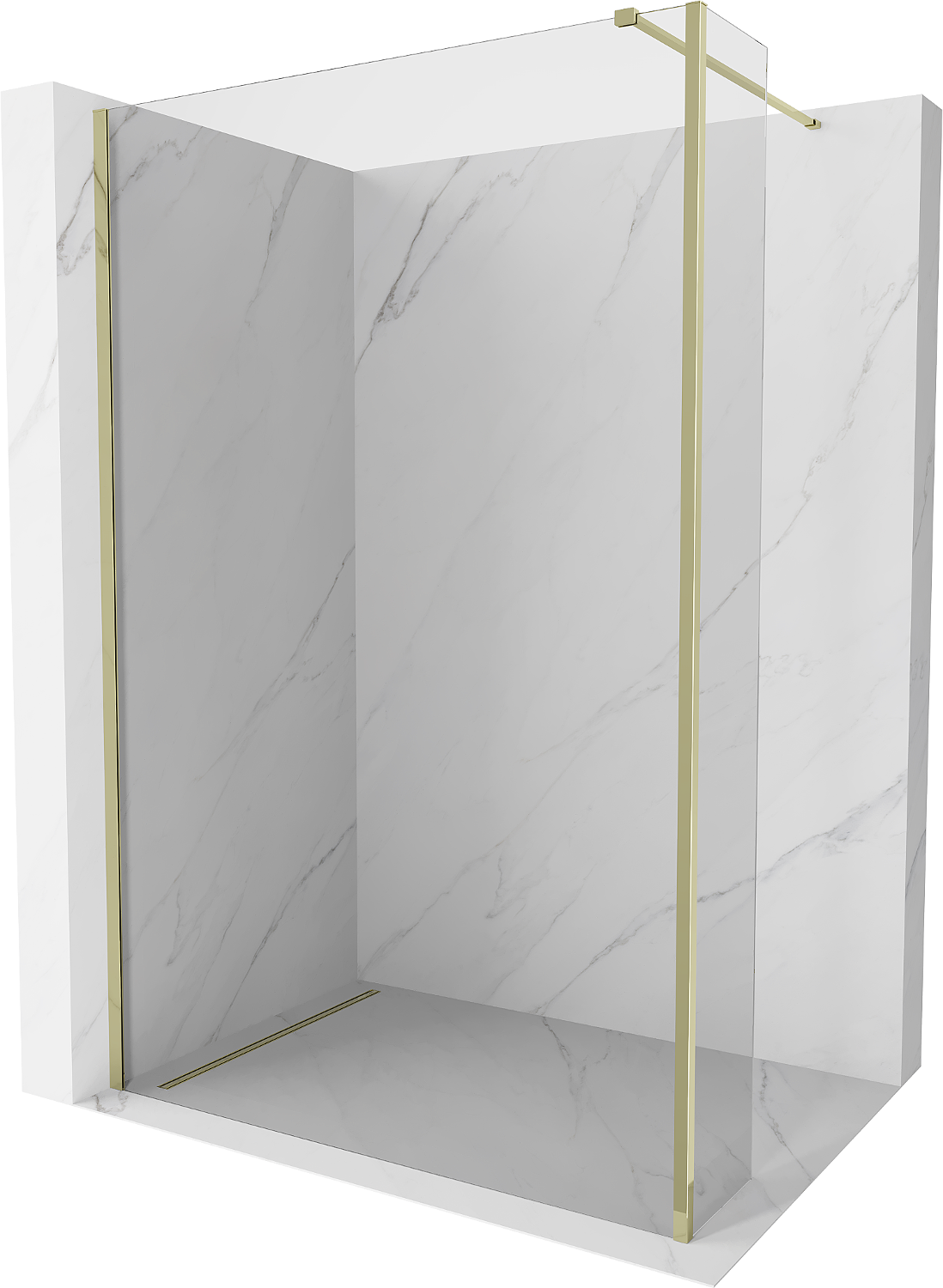 Mexen Kioto Duschwand Walk-in 100 x 30 cm, transparent, gold - 800-100-212-50-00-030