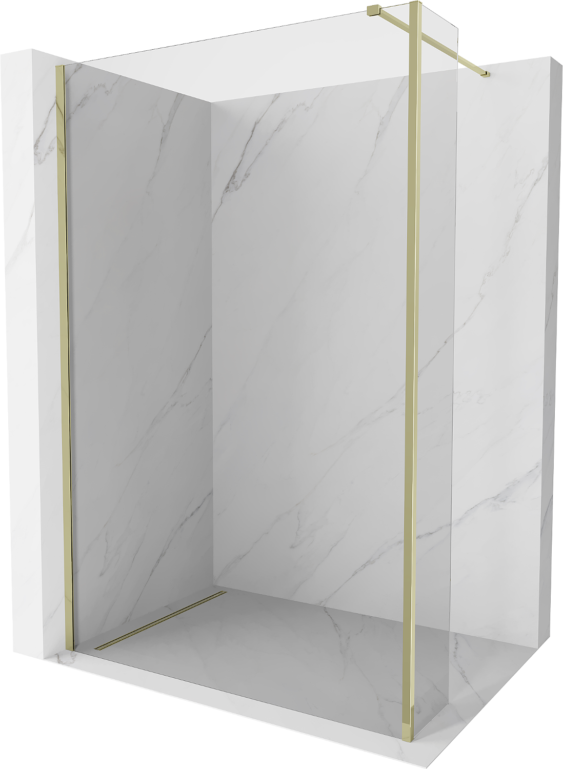 Mexen Kioto Duschwand Walk-in 95 x 30 cm, transparent, gold - 800-095-212-50-00-030