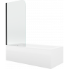 Mexen Cubik Rechteckbadewanne 150 x 70 cm mit Verkleidung und 1-flügliger Duschabtrennung 70 cm, Transparent, Schwarz - 55031507