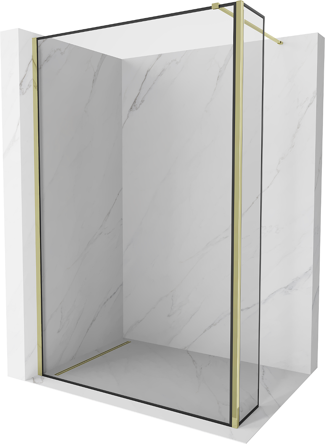 Mexen Kioto Walk-in Duschwand 110 x 40 cm, schwarzes Muster, gold - 800-110-212-50-70-040