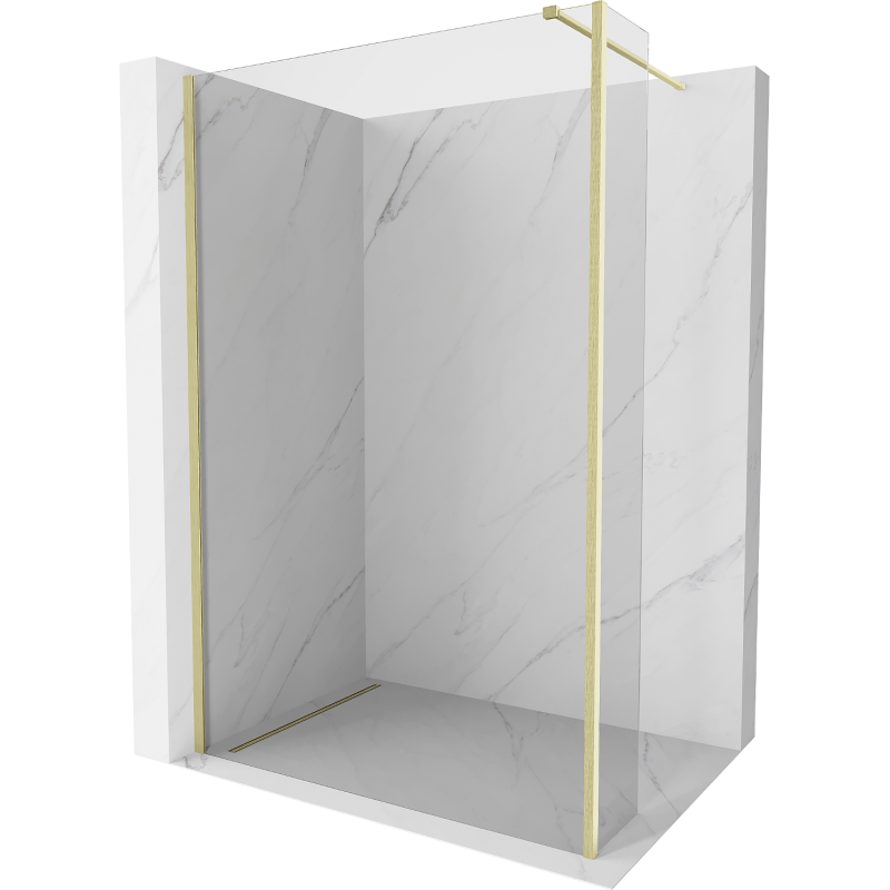 Mexen Kioto Duschwand Walk-in 95 x 30 cm, transparent, gebürstetes Gold - 800-095-212-55-00-030