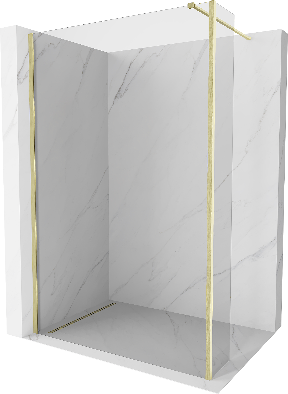 Mexen Kioto Duschwand Walk-in 95 x 30 cm, transparent, gebürstetes Gold - 800-095-212-55-00-030