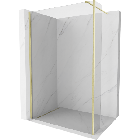 Mexen Kioto Duschwand Walk-in 90 x 30 cm, transparent, gebürstet Gold - 800-090-212-55-00-030