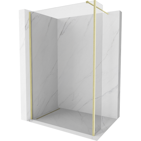 Mexen Kioto Duschwand Walk-in 100 x 30 cm, transparent, gebürstetes Gold - 800-100-212-55-00-030