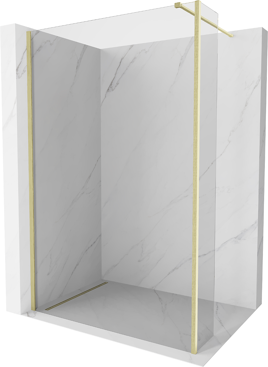 Mexen Kioto Duschwand Walk-in 110 x 30 cm, transparent, gebürstetes Gold - 800-110-212-55-00-030