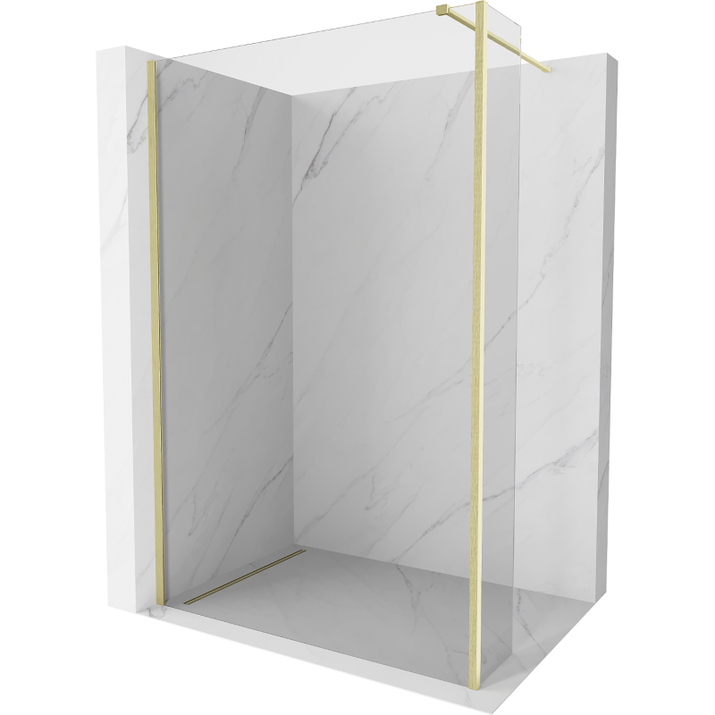 Mexen Kioto Duschwand Walk-in 130 x 30 cm, Transparent, gebürstetes Gold - 800-130-212-55-00-030