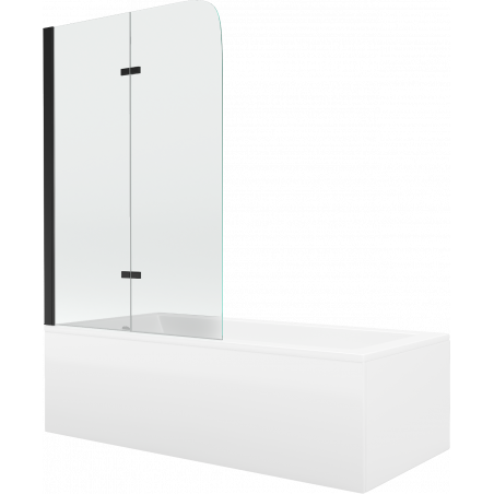 Mexen Cubik Rechteckbadewanne 150 x 70 cm mit Verkleidung und 2-flügeliger Blende 80 cm, Transparent, Schwarz - 550315070X900802