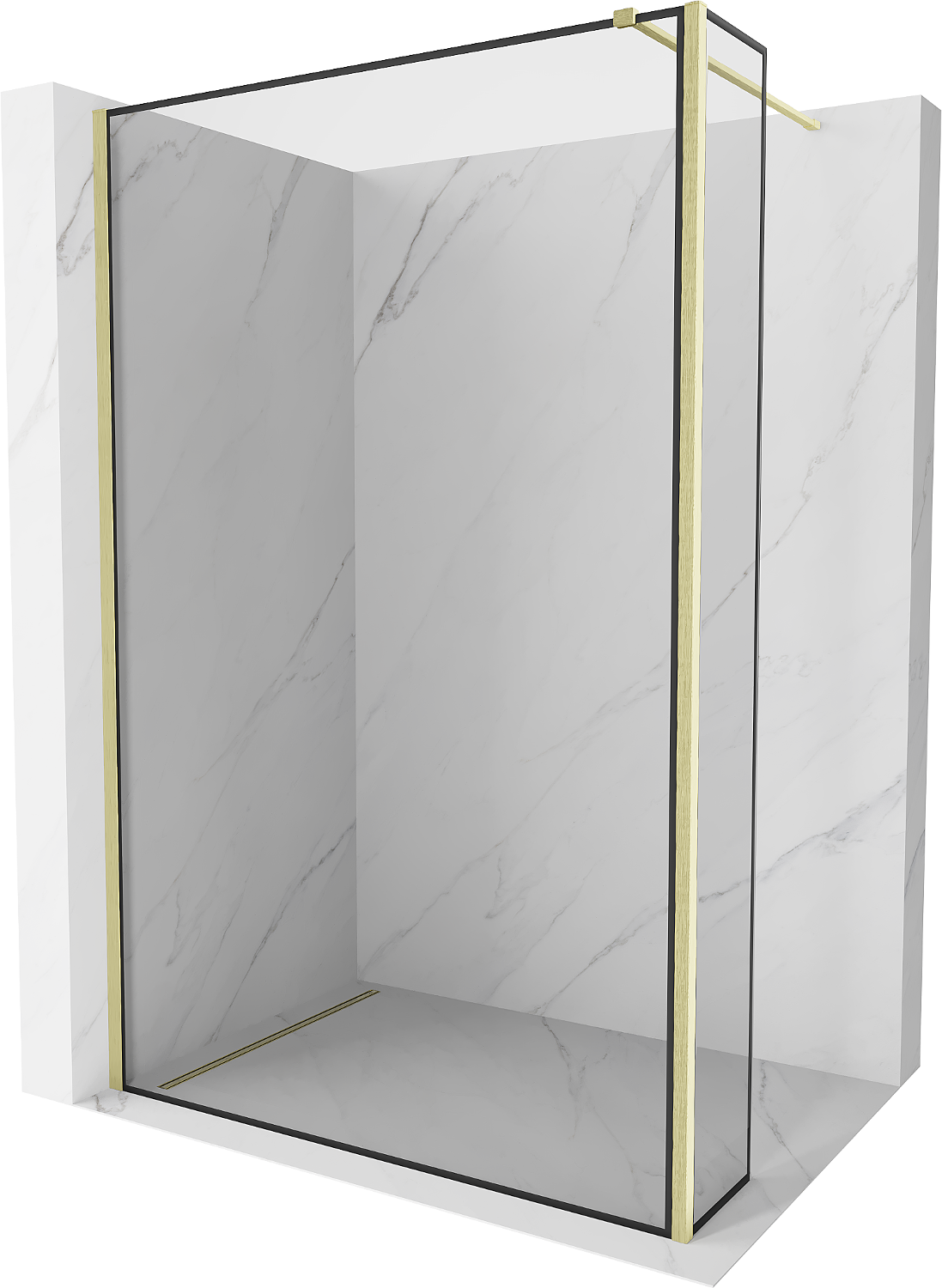 Mexen Kioto Dusche Walk-in 110 x 30 cm, schwarzes Muster, gebürstetes Gold - 800-110-212-55-70-030