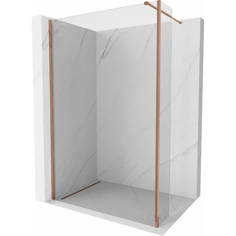 Mexen Kioto Duschwand Walk-in 125 x 30 cm, transparent, roségold - 800-125-212-60-00-030