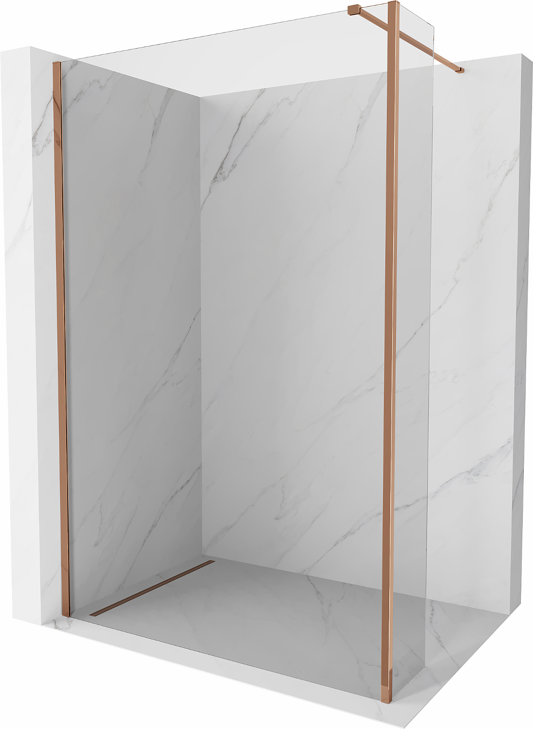 Mexen Kioto Duschwand Walk-in 125 x 30 cm, transparent, roségold - 800-125-212-60-00-030