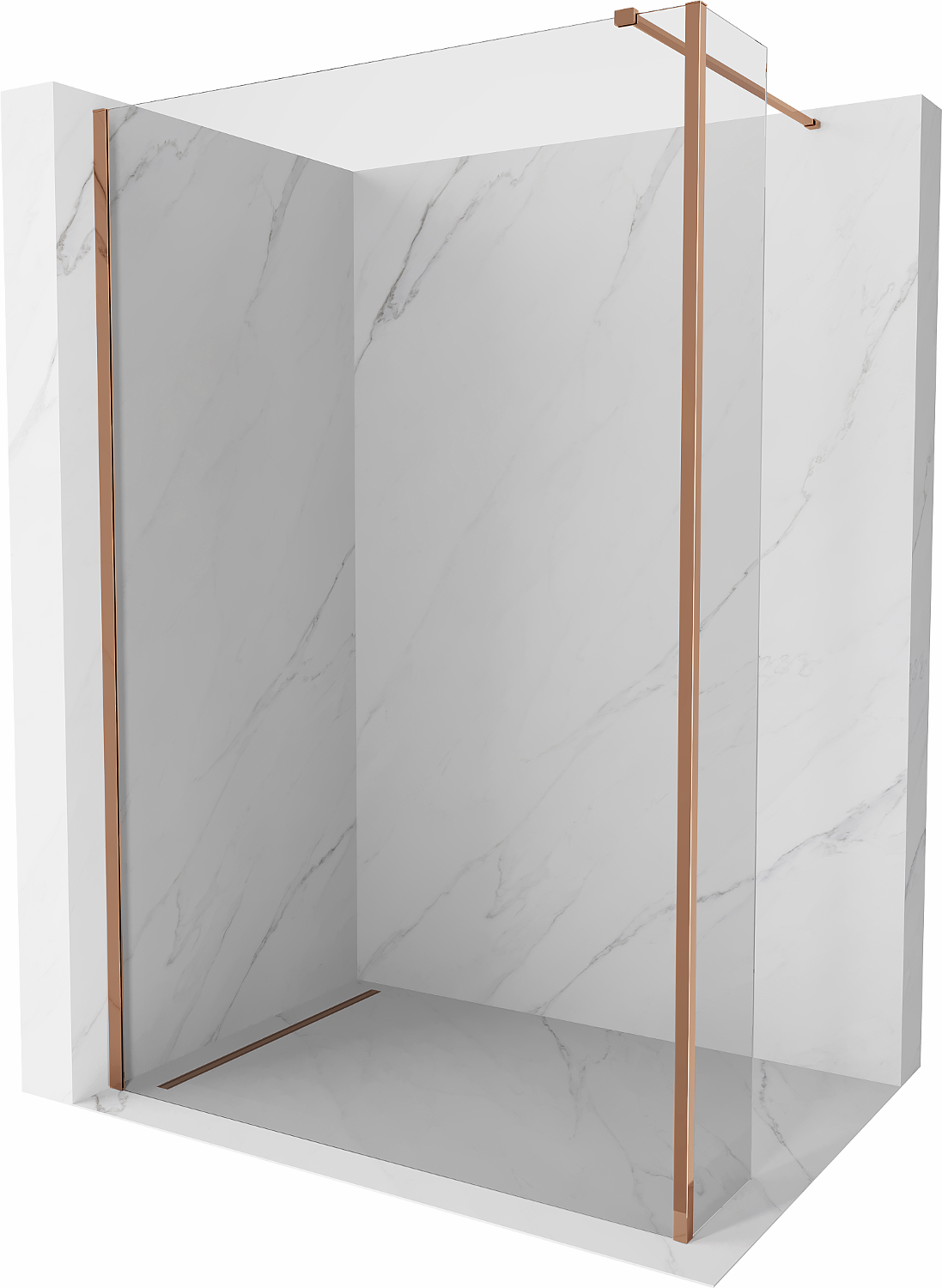 Mexen Kioto Walk-in-Duschwand 130 x 30 cm, transparent, roségold - 800-130-212-60-00-030