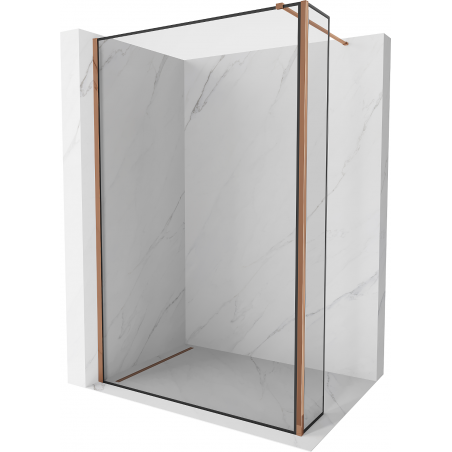 Mexen Kioto Duschwand Walk-in 110 x 30 cm, schwarzes Muster, roségold - 800-110-212-60-70-030