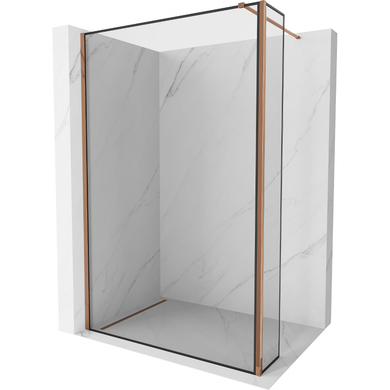 Mexen Kioto Duschwand Walk-in 100 x 30 cm, schwarzes Muster, roségold - 800-100-212-60-70-030