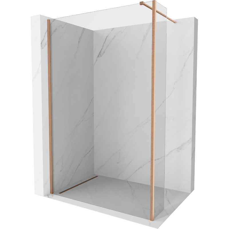 Mexen Kioto Duschwand Walk-in 90 x 30 cm, transparent, gebürstetes Messing - 800-090-212-65-00-030