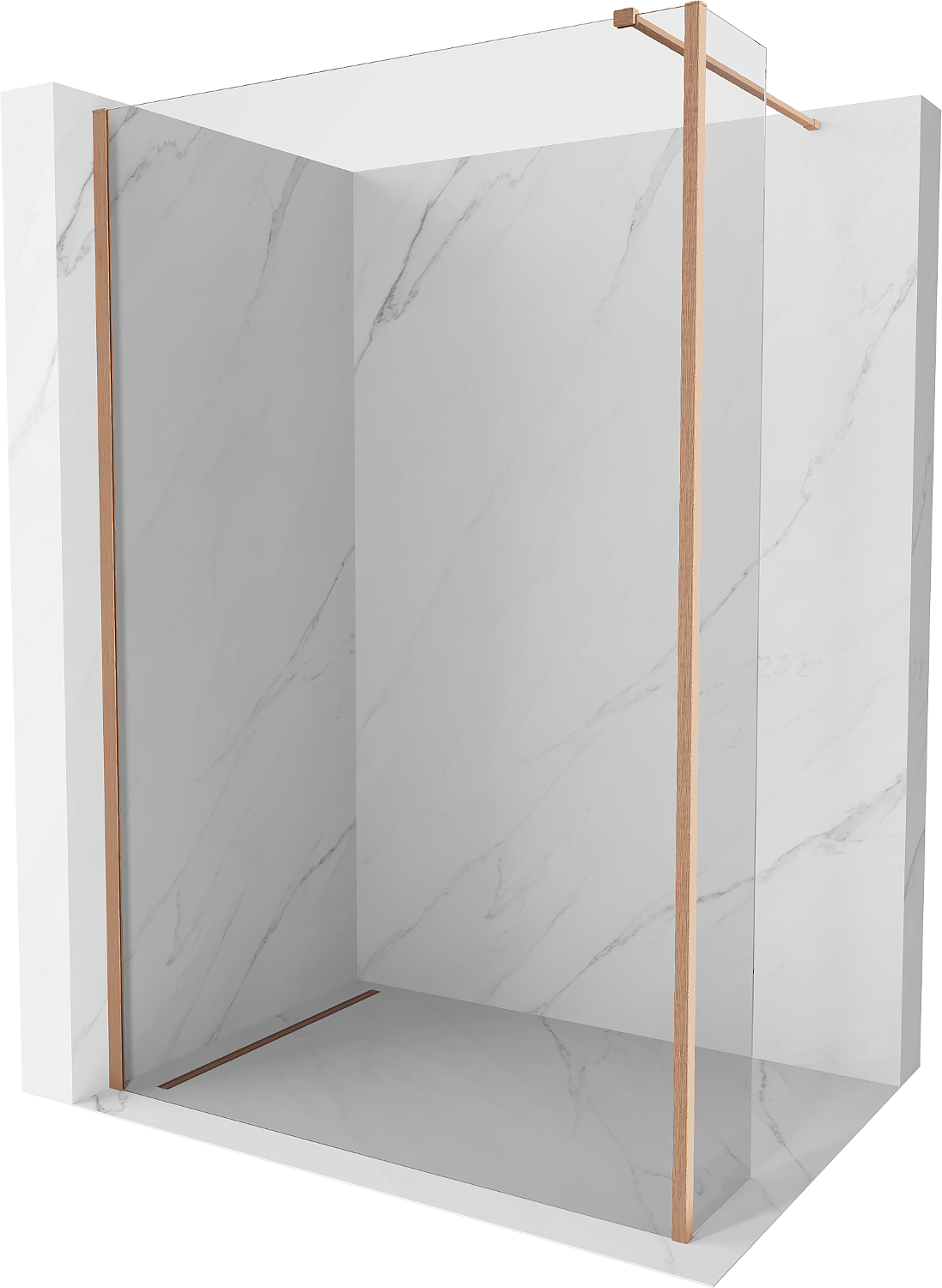 Mexen Kioto Duschwand Walk-in 90 x 30 cm, transparent, gebürstetes Messing - 800-090-212-65-00-030