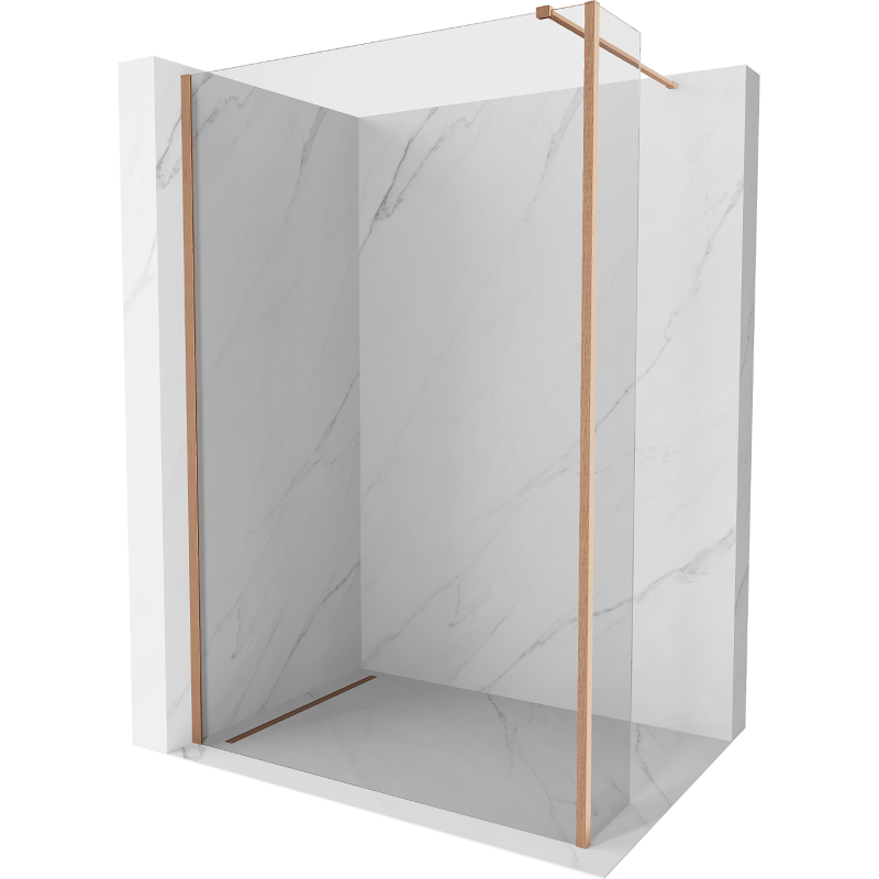 Mexen Kioto Duschwand Walk-in 95 x 30 cm, transparent, gebürstetes Kupfer - 800-095-212-65-00-030