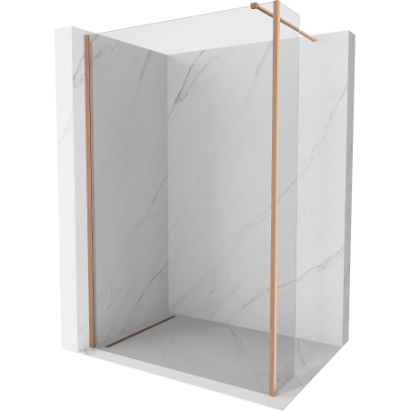 Mexen Kioto Duschwand Walk-in 135 x 30 cm, transparent, gebürstetes Kupfer - 800-135-212-65-00-030