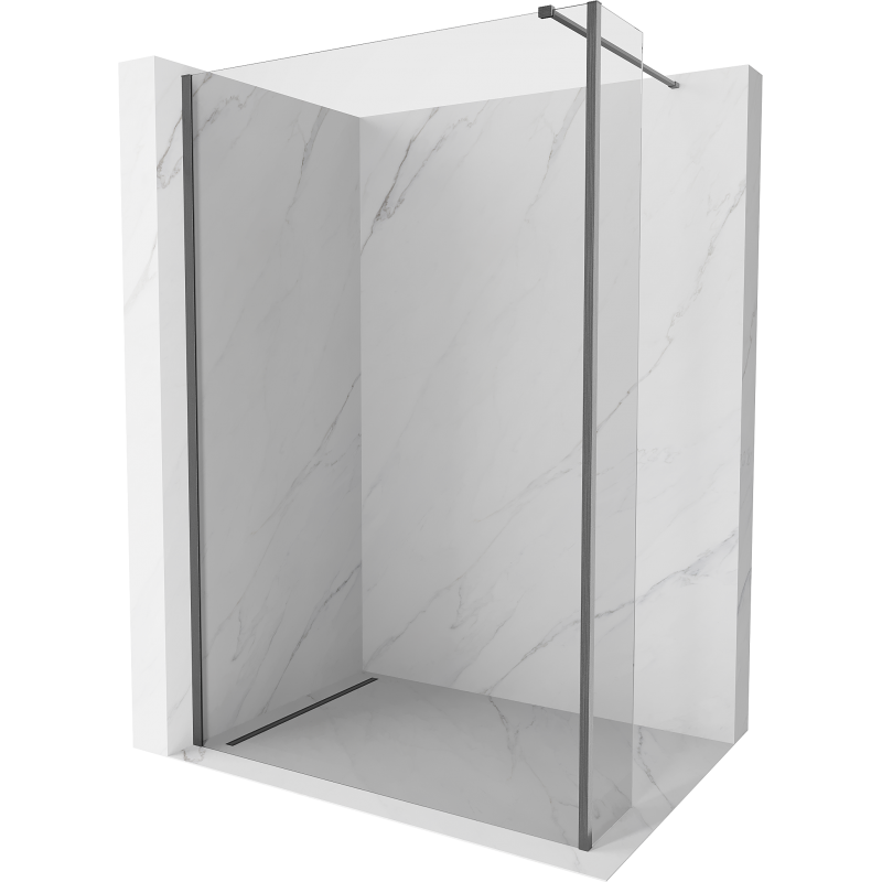 Mexen Kioto Duschwand Walk-in 95 x 30 cm, transparent, gun grau gebürstet - 800-095-212-66-00-030