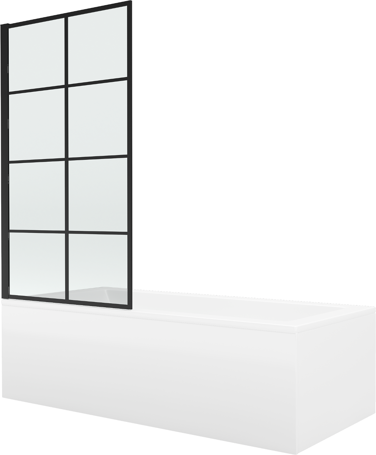 Mexen Cubik Rechteckbadewanne 150 x 70 cm mit Verkleidung und 1-flügliger Duschabtrennung 80 cm, Schwarzes Design fix - 55031507