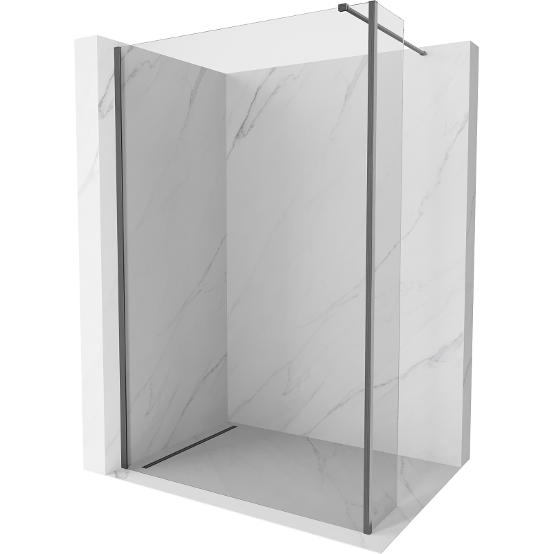 Mexen Kioto Walk-in Duschwand 90 x 40 cm, transparent, gun gray gebürstet - 800-090-212-66-00-040