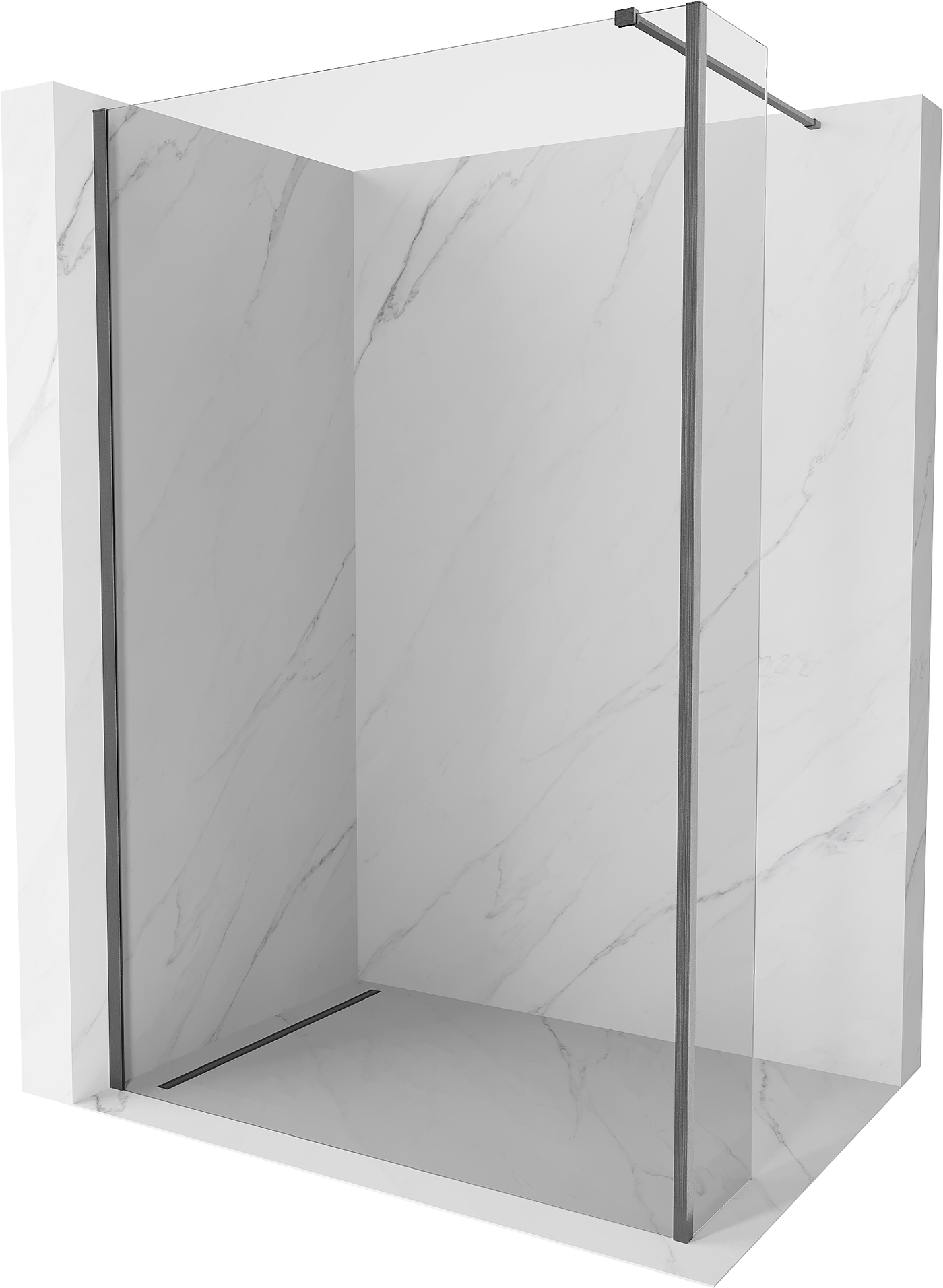 Mexen Kioto Walk-in Duschwand 110 x 40 cm, transparent, gunmetal gebürstet - 800-110-212-66-00-040